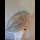 Gorgeous & Glorious Ice Blue Oval Saucer with Veiling & Curled Quills