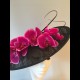 Gorgeous & Glorious Black Headpiece with Hot Pink Orchids