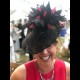Gorgeous & Glorious Black Sinamay Headpiece with Magenta accents 